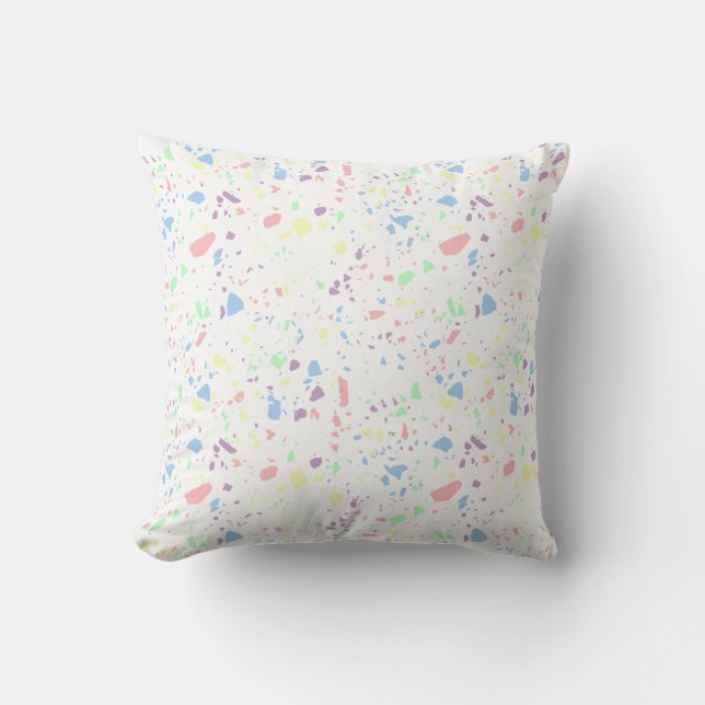Coussin Girly Pastel Arc-en-ciel blanc Abstrait en pierre (Recto)