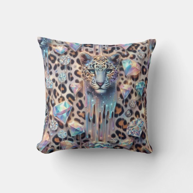 Coussin Girly Posh Leopard Print Opal (Recto)