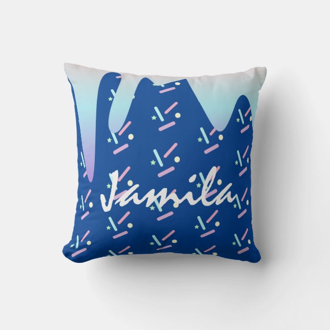 Coussin Glace d'été coulante ombre bleu nom (Recto)