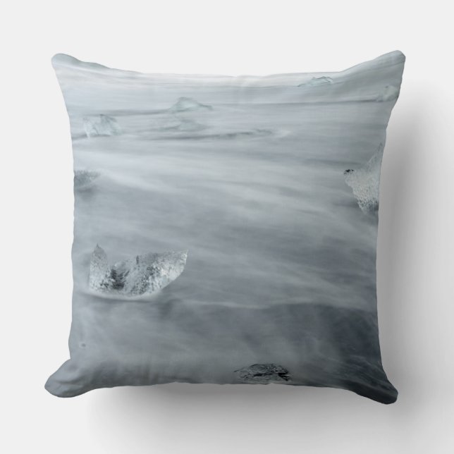 Coussin Glace et eau sur une plage, islande (Recto)