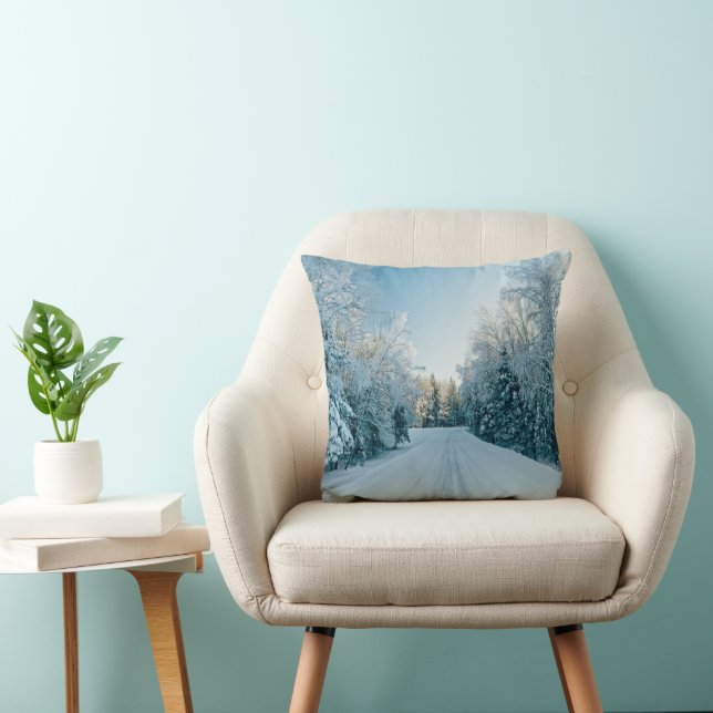Coussin Glace et neige | Route d'hiver gelée Russie, Sibér (Chaise)