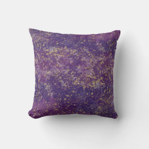 Coussin Glam à éclaboussure violet et or moderne