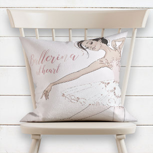 Coussin Glam Ballerina au coeur Citation rose pâle Parties