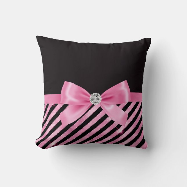 Coussin Glam Bubble rose Bow-rose Black Candy raypes (Recto)