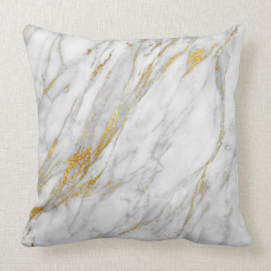 Coussin Glam Carrare blanc or