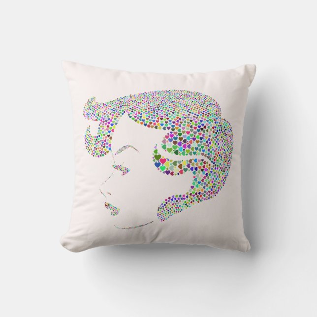 Coussin Glam girl with hearts (Recto)
