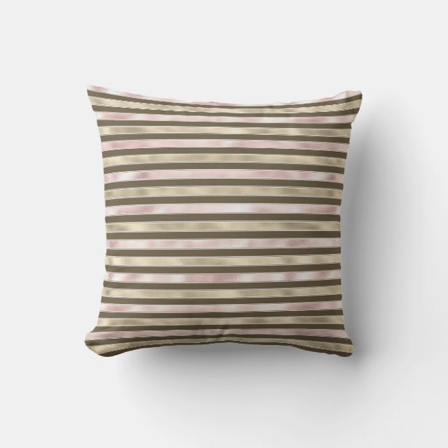 Coussin Glam Gold Blush rose Brown rayures (Recto)