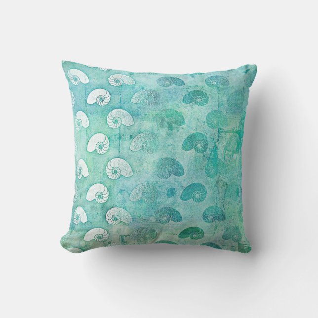 Coussin Glam Grungy Mint Green Seashs Ocean Beach (Recto)
