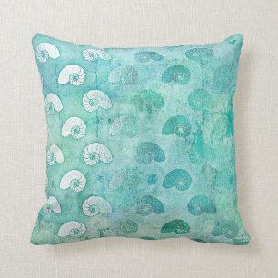 Coussin Glam Grungy Mint Green Seashs Ocean Beach