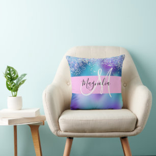Coussin Glam Holographique Sirène Paillettes Étincelle Mon