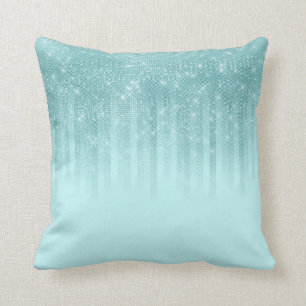 Coussin Glam Mint Green Aqua Parties scintillant Gradient 