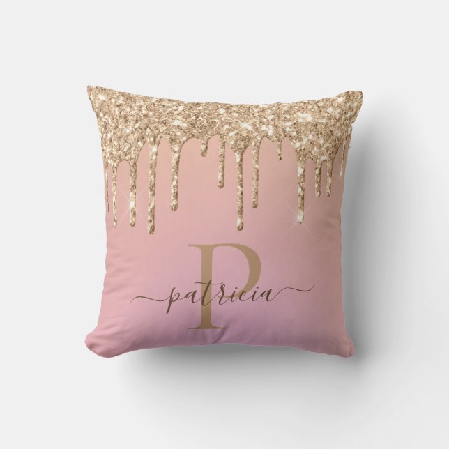 Coussin Glam Orpailleur Gouttes de Luxe Monogramme Jeté Pi (Recto)