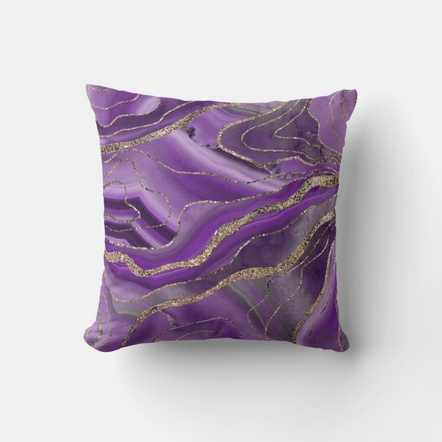 Coussin Glam Parties scintillant dorée gris violet n° 1  (Recto)