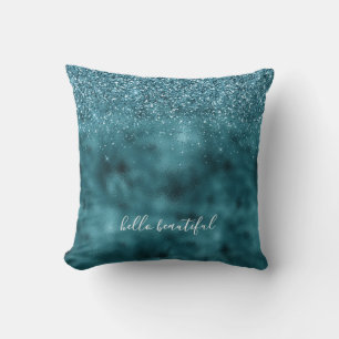 Coussin Glam Parties scintillant turquoise Glitz
