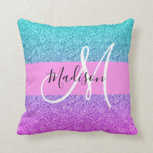 Coussin Glam Purple Aqua Parties scintillant étincelante M
