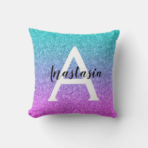 Coussin Glam Purple Aqua Parties scintillant étincelante M