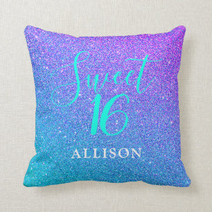 Coussin Glam Turquoise Parties scintillant violet sucré 16
