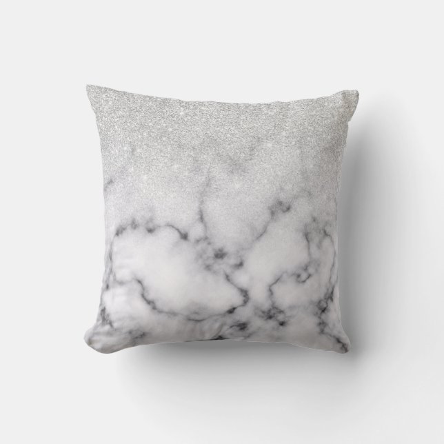 Coussin Glamorous Silver White Glitter Marble Gradient (Recto)