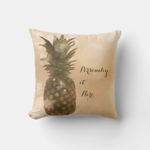 Coussin Glamour Ananas Doré Élégant Tropical Personnalisé