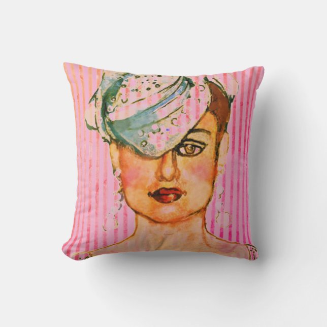 Coussin Glamour Art Paris High Fashion Model  Throw Pillow (Recto)