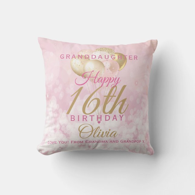 Coussin Glamour Grandgirl 16e Anniversaire Ballons (Recto)