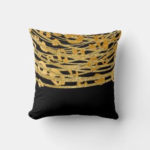 Coussin Glamour Imprimé Léopard Guépard Noir Or Doré