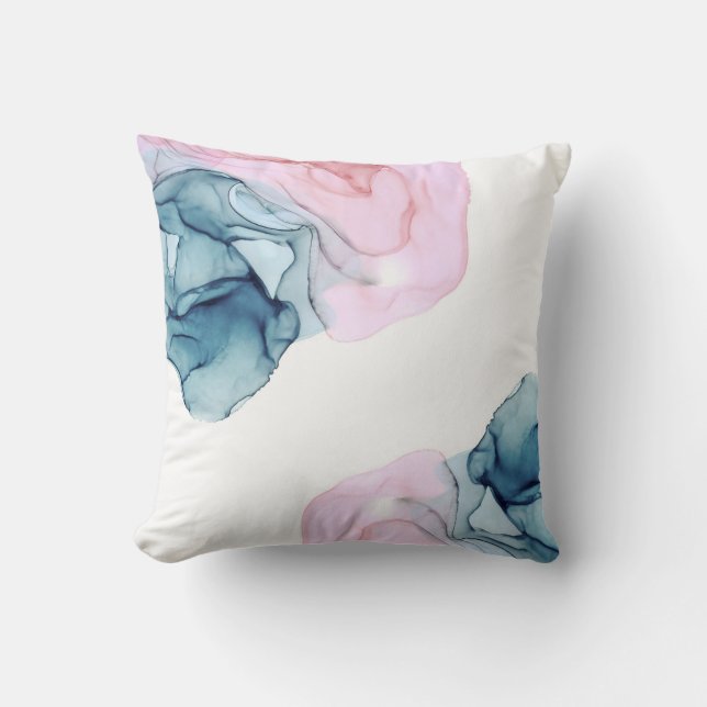 Coussin Glamour Moderne Rose Teinte Cyan Éthéré Encre (Recto)