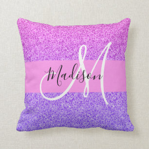 Coussin Glamour Rose Violet Paillettes Brillant Dégradé Mo