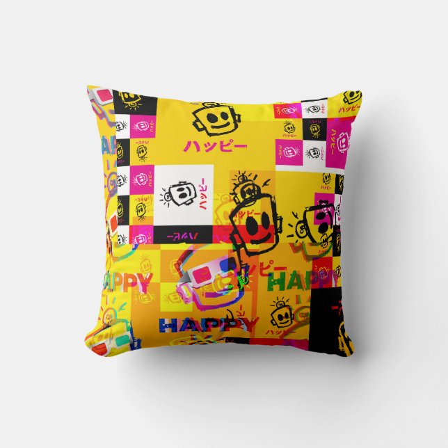 Coussin GLITCHED HAPPY Pillow (Recto)