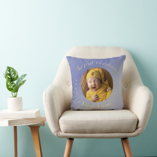Coussin Glitter Bleu Glacé 1er Noël de Bébé