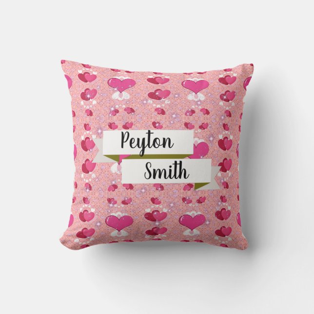 Coussin glitter pink hearts luxe romantic sweet pattern (Recto)