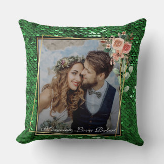 Coussin Glitter Stylist Fashion Sequin Green Teal Aquatic 