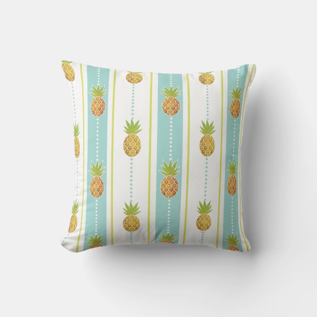 Coussin Glitterie Motif Ananas Tropical & Stripes (Recto)