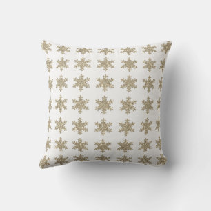 Coussin Glittery Gold Snowflake Motif blanc mignon tendanc