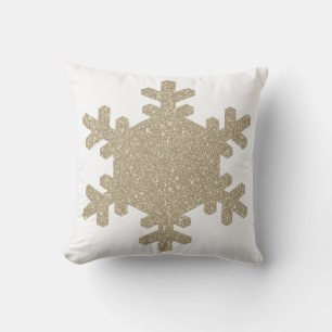 Coussin Glittery Gold Snowflakes Motif blanc mou cadeau