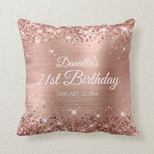 Coussin Glittery Rose Gold Foil 21e anniversaire