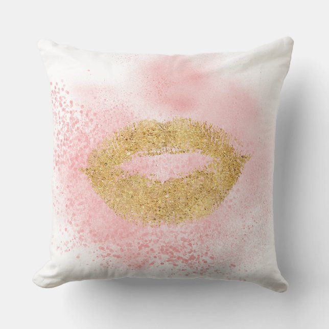 Coussin Glitzy Gold Lièvres rose Confetti Kiss (Recto)