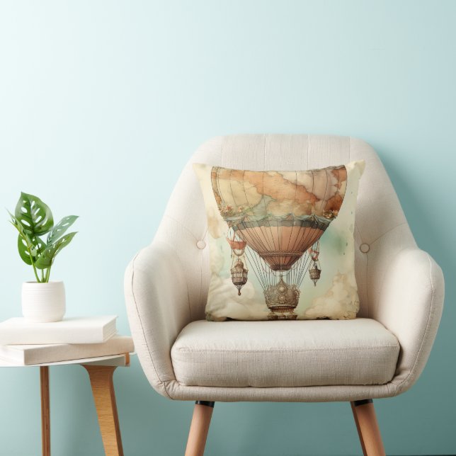 Coussin Globe ballon monde fantaisiste Antique sarcelle (Chaise)
