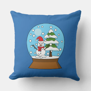 Coussin Globe de neige avec Snowman et Pine Tree