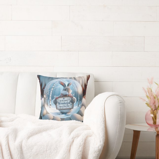 Coussin Globe De Neige De Noël Avec Lapin (Canapé)