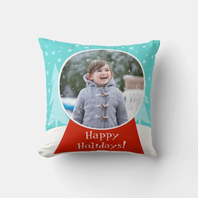 Coussin Globe des neiges - Photo de vacances Jeu d'oreille (Recto)