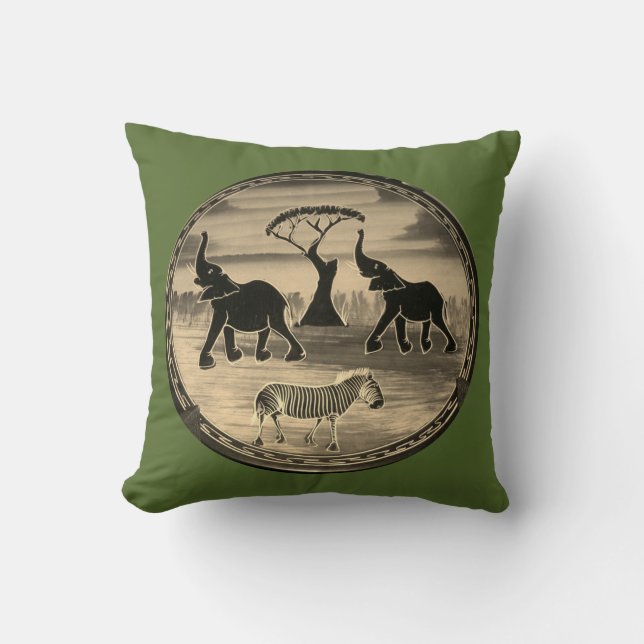 Coussin Gloire de trompette de Mara Éléphant africain Zèbr (Recto)