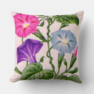 Coussin gloire du matin en bleu, rose et lavande