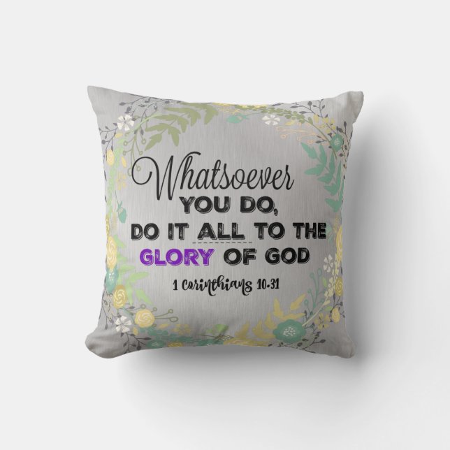 Coussin Gloire inspirationnelle de Dieu Bible Verse (Recto)