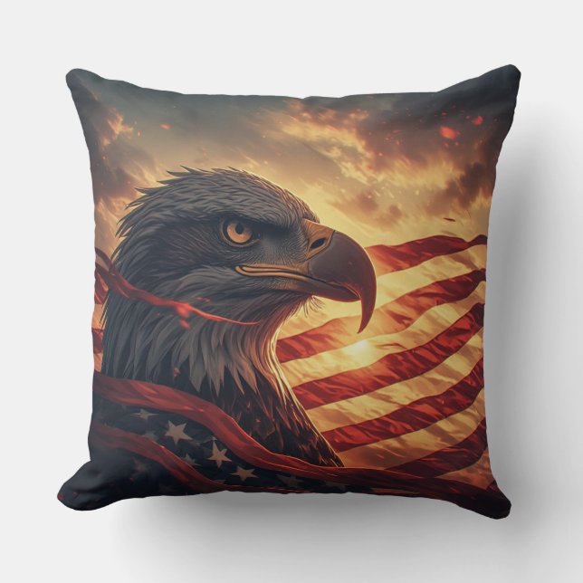 Coussin Glow American Eagle Patriotic USA Pride (Recto)
