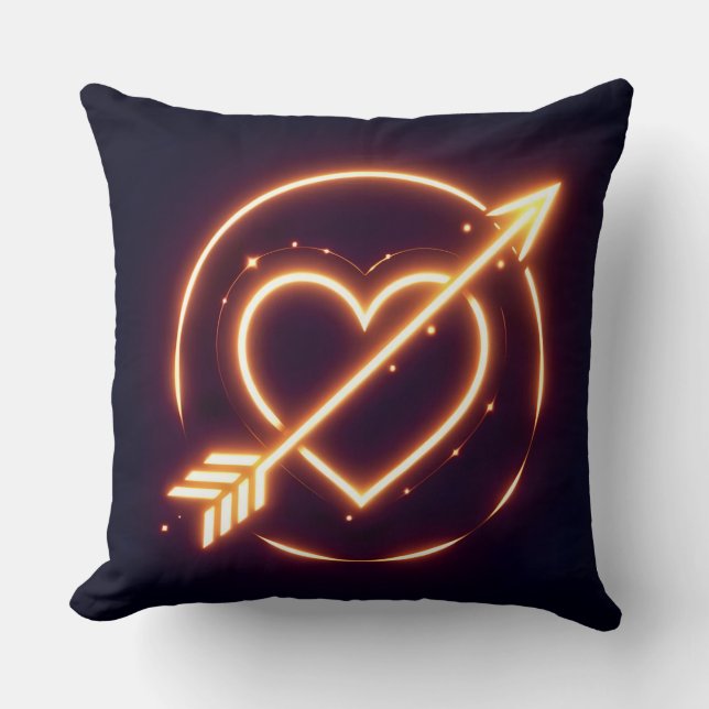 Coussin glowing image of a heart with cupid's arrow (Recto)