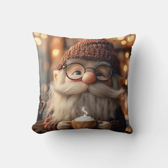 Coussin Gnome confortable jouissant d'une coupe de cacao c (Recto)