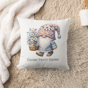 Coussin Gnome de fleur de marguerite personnalisé Mignon F