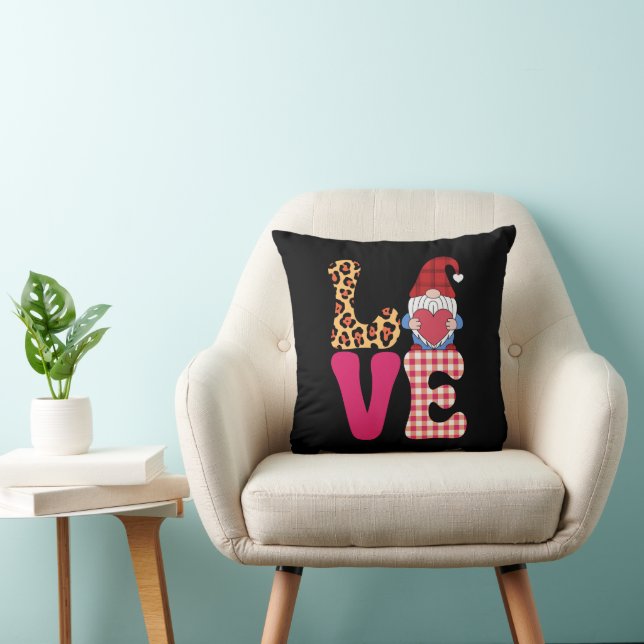 Coussin Gnome de l'amour Saint Valentin Rouge Carreaux de  (Chaise)