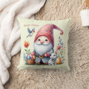 Coussin Gnome de Pâques personnalisé à l'aquarelle